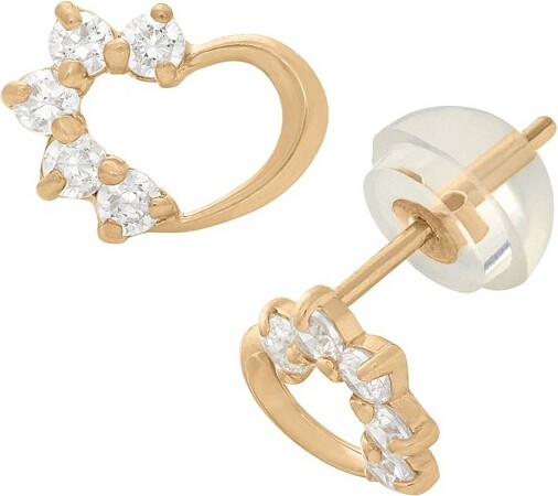 Junior Jewels JuniorJewels14KYellowGoldChildren'sCubicZirconiaHeartEarrings