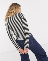 Thumbnail for your product : Kickers long sleeve shrunken t-shirt with front logo in stripe