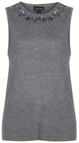 Thumbnail for your product : Topshop Embellished Neck Jersey Tank