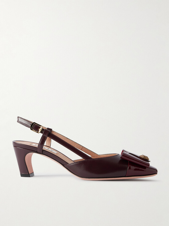 Bally Bilyana 55 Bow-embellished Two-tone Leather Slingback Pumps - Burgundy