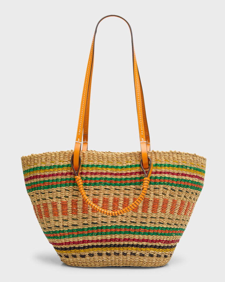 Tory Burch Ella Small Striped Straw Basket Tote Bag - ShopStyle