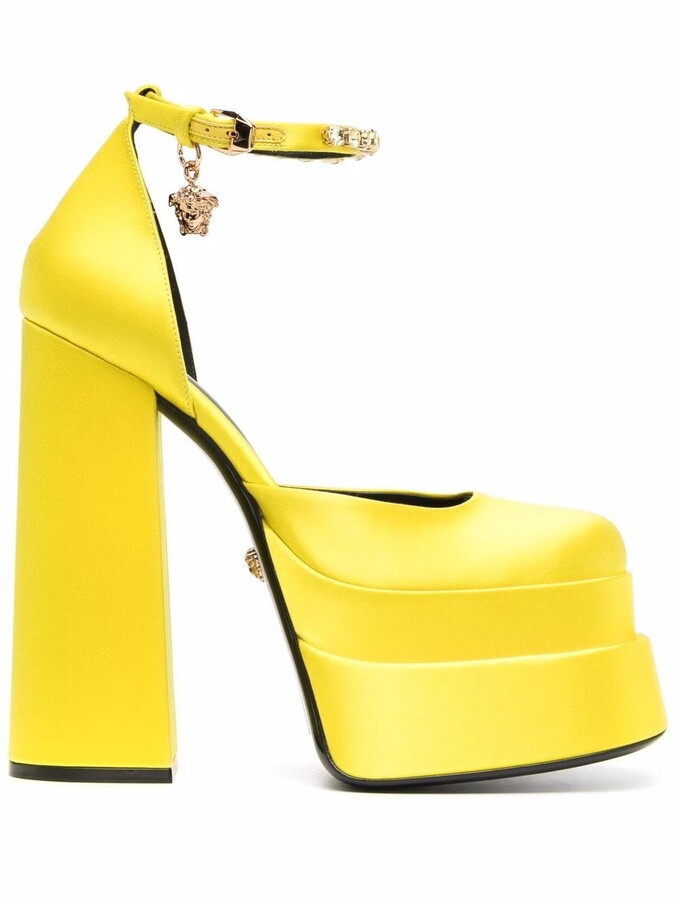 yellow pattern heels