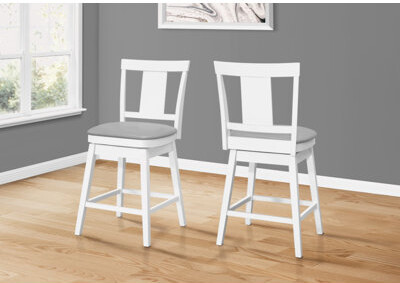 Wildon Home Bar Stool, Set Of 2, Swivel, Counter Height, Kitchen, Wood, Leather Look, Transitional