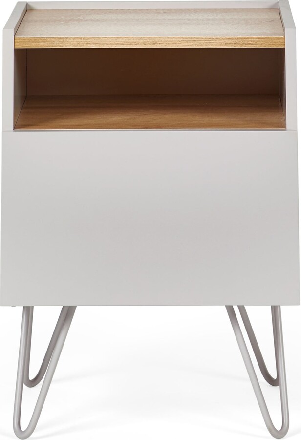 Dunelm Penelope 1 Drawer Hairpin Bedside Table Grey and Brown ShopStyle Chests