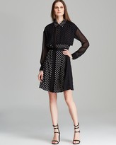 Thumbnail for your product : DKNY Belted Polka Dot Print Shirt Dress