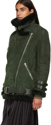 Acne Studios Green Suede and Shearling Velocite Jacket
