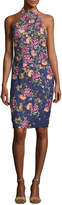 Thumbnail for your product : Jovani Sleeveless Embroidered Floral Lace Cocktail Dress, Navy