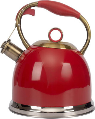 Prep & Savour Tea Kettle, Stovetop Whistling Teapot, Stainless Steel, Black, 3.0-Quart