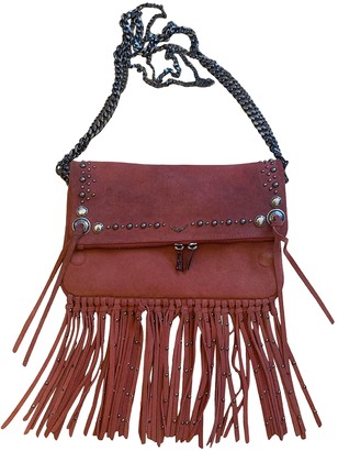 orange suede clutch bag