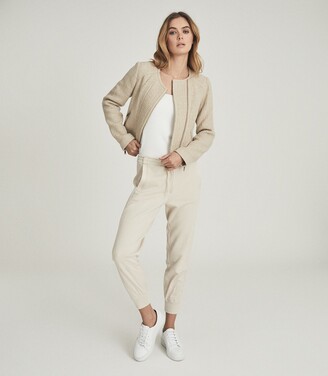 Reiss Essie - Cropped Boucle Jacket in Neutral