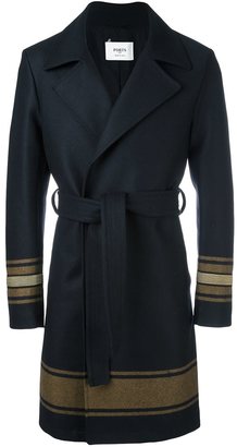 Ports 1961 belted waist stripe coat - men - Cotton/Polyamide/Polyester/Metallic Fibre - 46