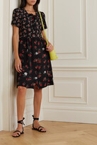 Thumbnail for your product : See by Chloe Juliette Pleated Floral-print Recycled Crepe De Chine Dress - Black