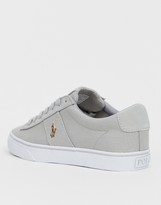 Thumbnail for your product : Polo Ralph Lauren canvas sayer trainers in grey with multi player logo