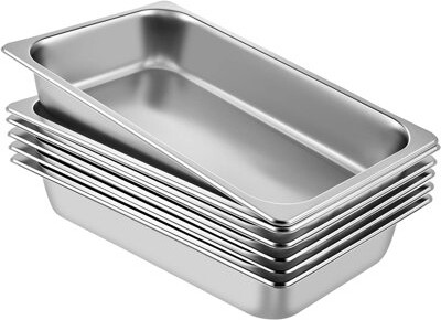 SHIRLEY'S OFFICE FURNITURE, LLC Hotel Pans Full Size 4-Inch Deep, Steam Table Pan 6 Pack, 22 Gauge/0.8Mm Thick Stainless Steel Anti Jam Steam Table Pan : Industrial & Scientific