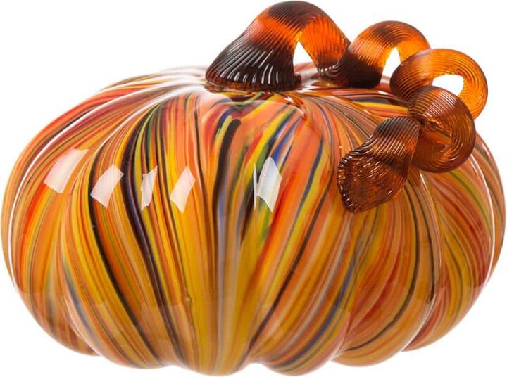 8.66 in. D x 6.69 in. H Multi-Striped Glass Large Pumpkin
