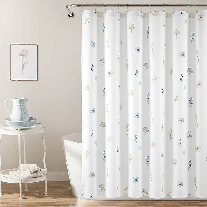 Blue Fabric Shower Curtain The, Lush Decor Cocoa Flower Shower Curtain Blue