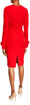 Thumbnail for your product : Badgley Mischka Pleated Neck Belted Stretch Crepe Dress