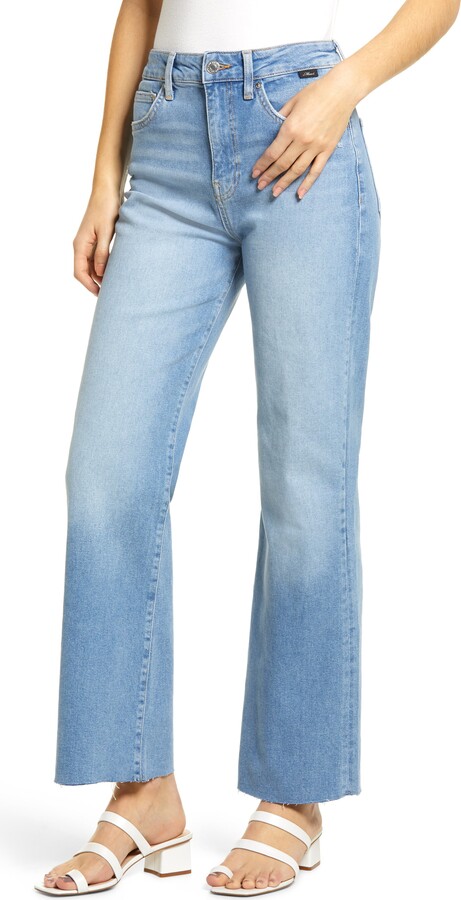 Mavi Jeans Victoria High Waist Distressed Raw Hem Wide Leg Jeans - ShopStyle
