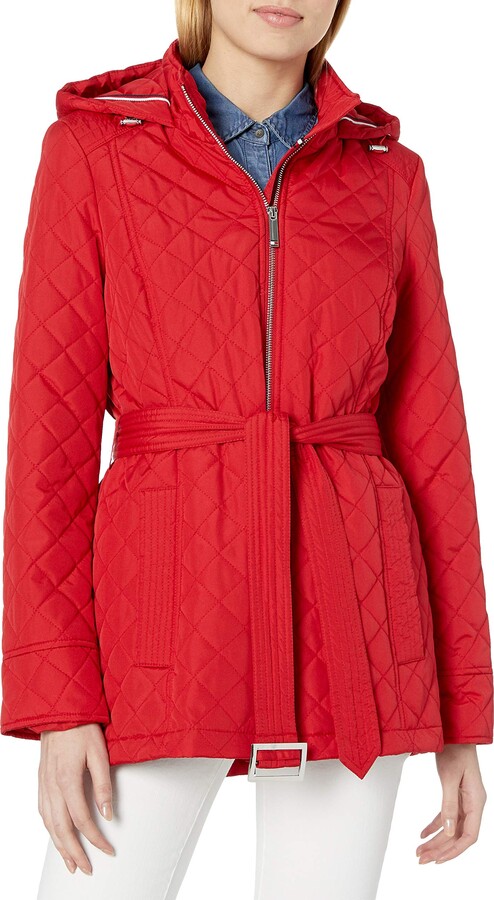 Tommy Hilfiger Women's Quilted Jacket with Tie Waist Belt - ShopStyle
