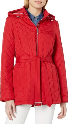 Tommy hilfiger quilted waist tie hooded coat Clearance
