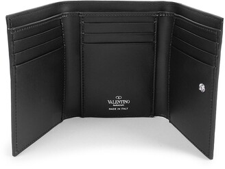 Valentino Garavani VLTN Tri-Fold Leather Wallet On Strap