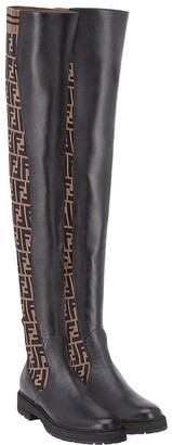 Fendi FF motif thigh-high boots