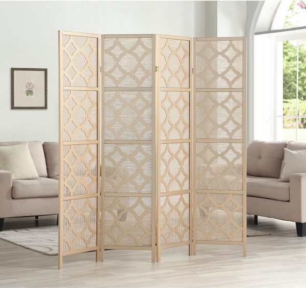 GulchesQuarterfoilinfusedDiamondDesign4-PanelRoomDividerGold