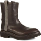 Thumbnail for your product : Brunello Cucinelli Monili beaded mid-calf leather biker boots