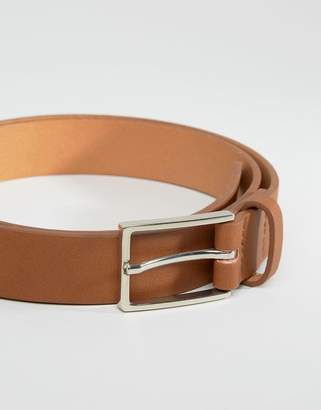 ASOS Design Smart Faux Leather Slim Belt In Tan