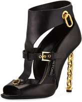 Thumbnail for your product : Tom Ford Buckled Chain-Heel Cutout Sandal