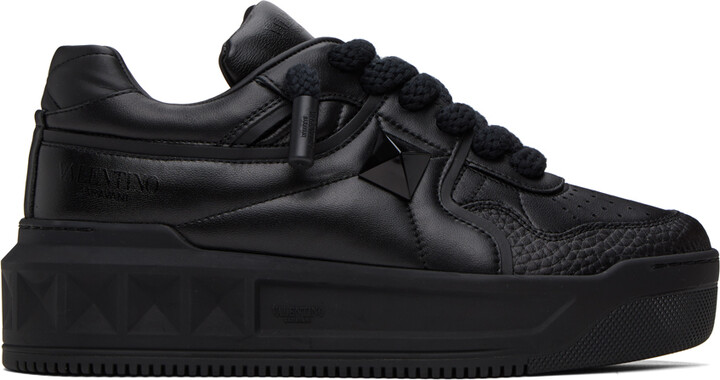 Valentino Garavani Black One Stud XL Nappa Leather Sneakers