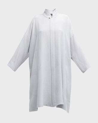 eskandar Wide A-line Shirt With Chinese Collar and Side Slits (Very Long Length)