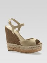 Thumbnail for your product : Gucci Hollie Suede Cork Wedge Sandals