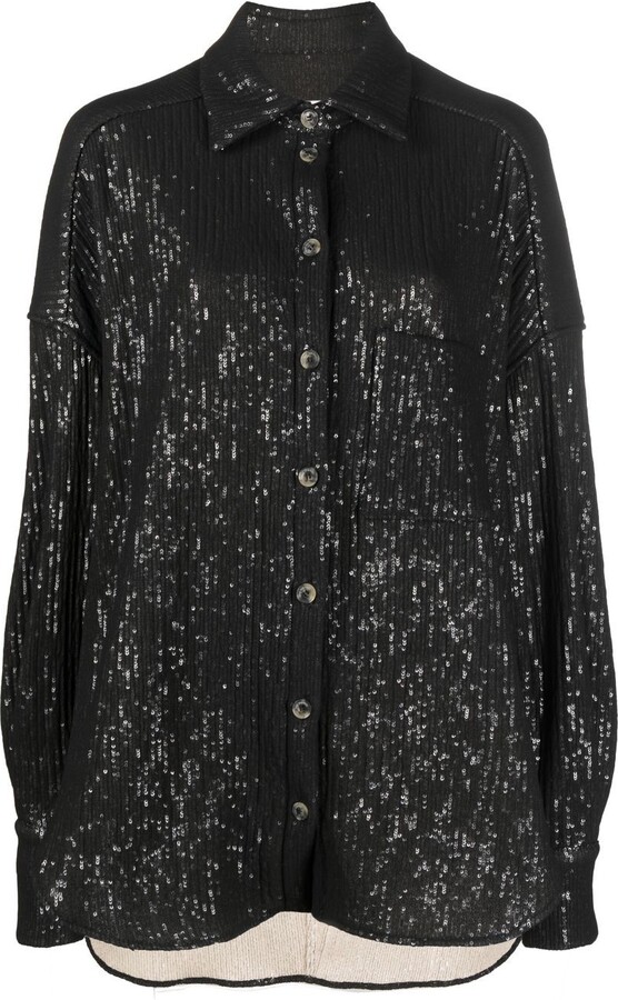 The Mannei Sequin Oversized Shirt - ShopStyle Long Sleeve Tops