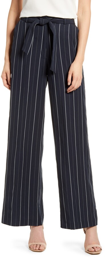 striped tie waist trousers