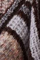Thumbnail for your product : Brunello Cucinelli Sequin-embellished Striped Chunky-knit Sweater - Lilac