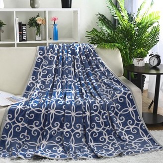 Unique Bargains Soft Velvet Plush Flannel Fleece Bed Blanket for Sofa Couch Twin Blue, 59" x 79"