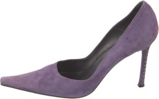 Cesare Paciotti Suede Pumps Purple Pointed-Toes