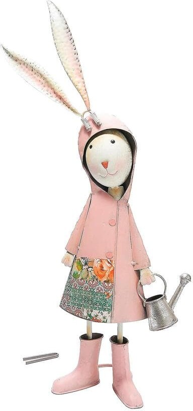 Evergreen Metal Storybook Rabbit Garden Statue - Pink