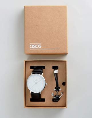 ASOS Gift Set With Watch And Bracelet With Anchor Design