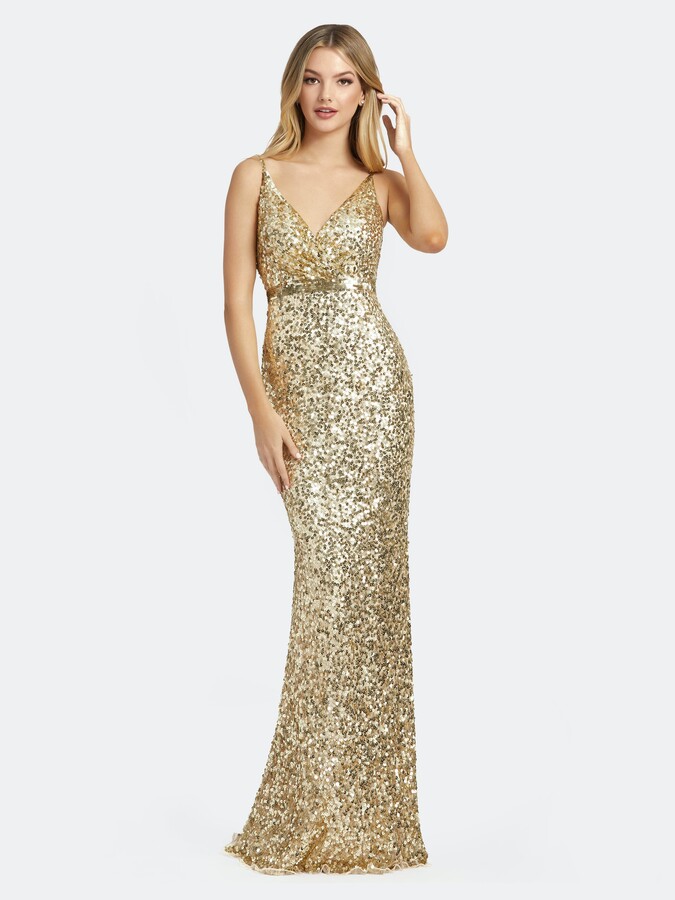 Mac Duggal Sequined Faux Wrap ...