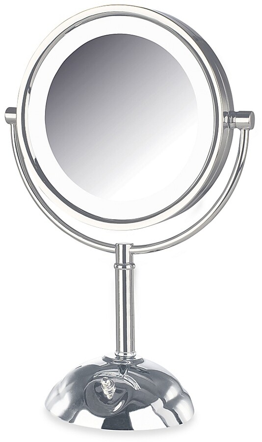 Led Lights The World S Largest, Gala Xl Led Lighted Vanity Mirror With Storage