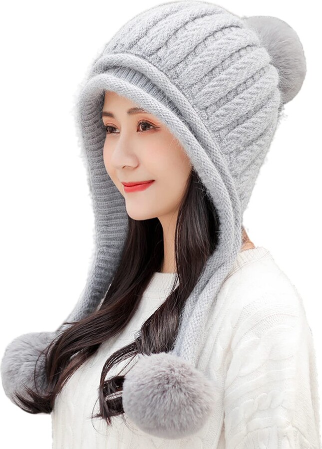HUAMULAN Women Winter Peruvian Cover Ears Beanie Hat Ear Flaps Sherpa