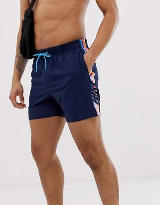 Nike Swimming super short swim shorts with retro stripe in navy NESS9445