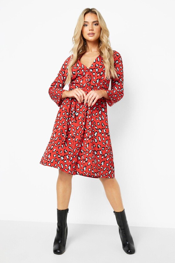 red button front dress