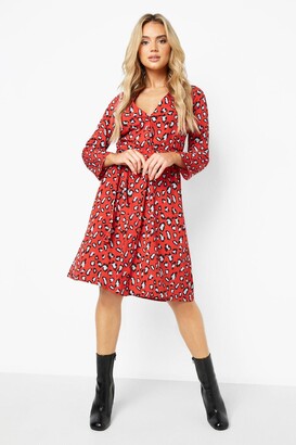 red button front dress