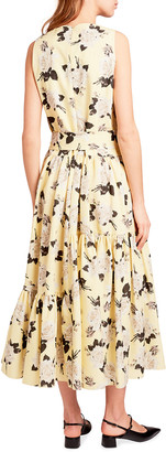 Erdem Mimosa Sleeveless Floral Linen Midi Dress