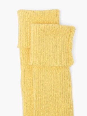 Thebe Magugu Feather-trimmed Wool-blend Fingerless Gloves - Yellow
