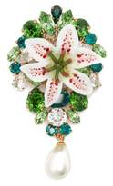 Thumbnail for your product : Dolce & Gabbana Crystal-embellished Lily And Pearl Brooch - Womens - Gold