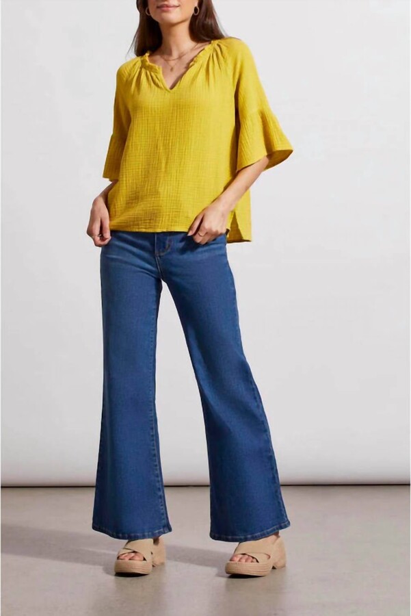 Tribal Raglan Sleeve Blouse In Limoncello